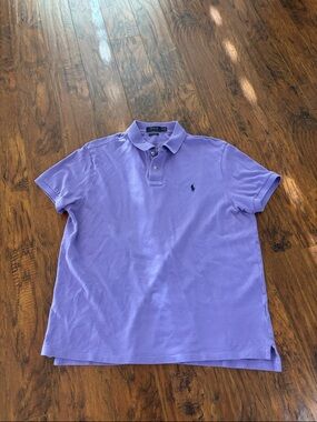 Mens Polo Ralph Lauren  Polo Shirt purple spring XL slim fit like new no flaws